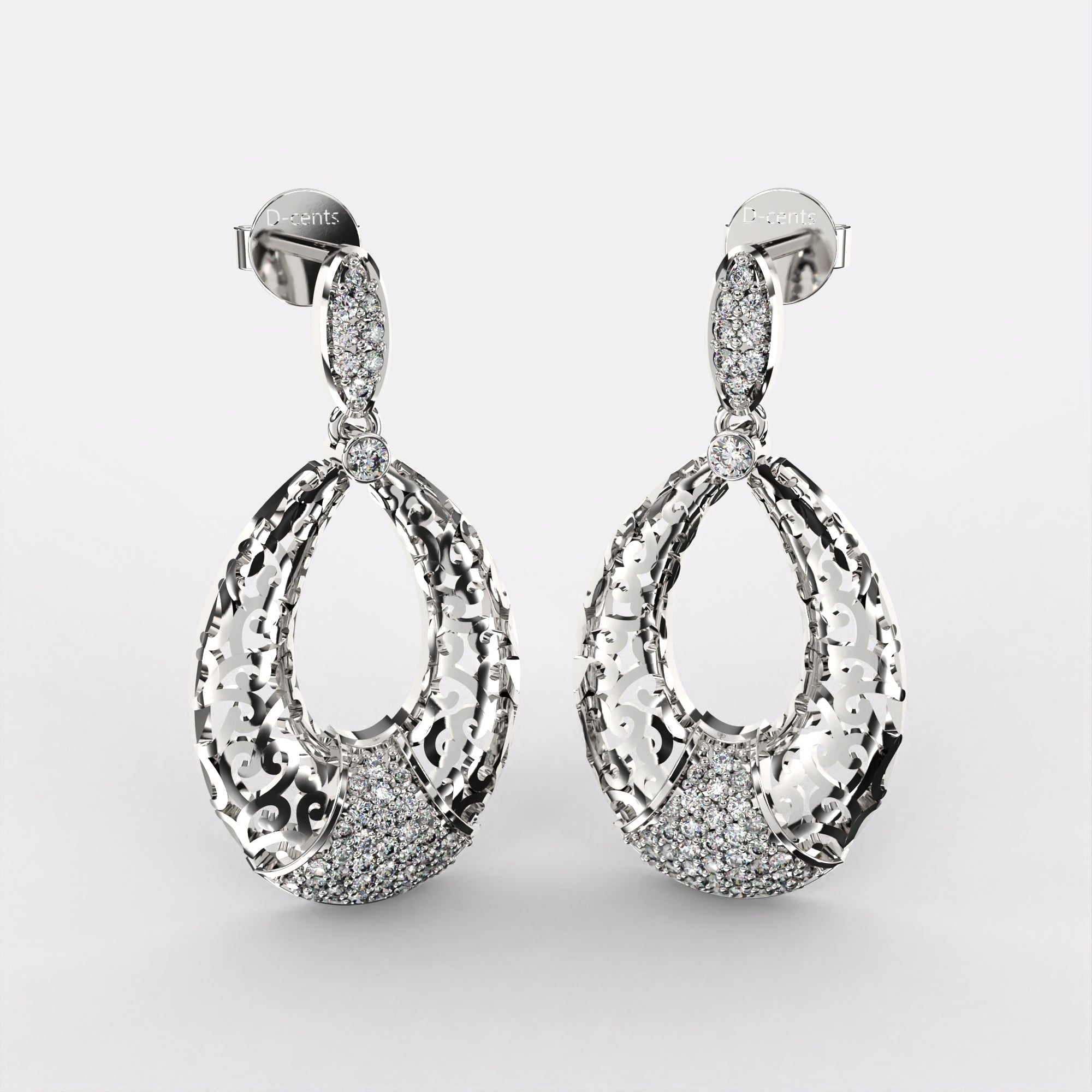 Shimmering Flowerburst Diamond Stud Earrings in 925 Silver