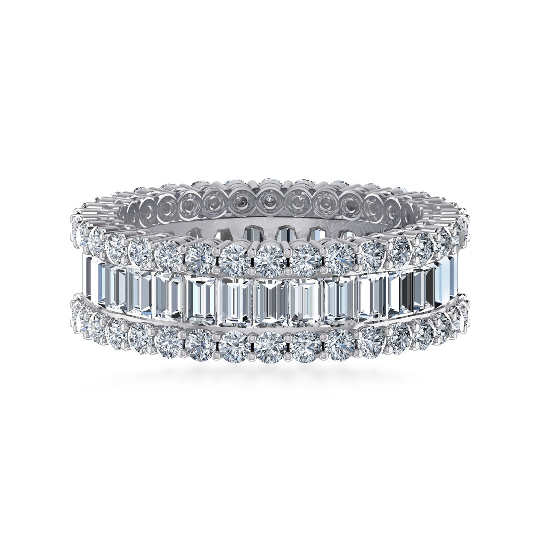Shimmering Sparkle Baguette Diamond Band Ring 7
