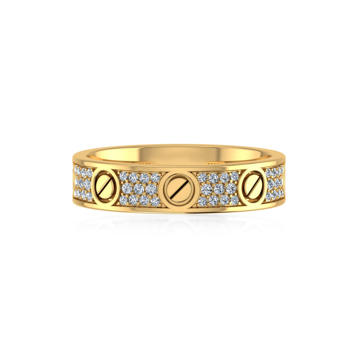 Slim Screw Motif Lab-Grown Diamond Band Ring