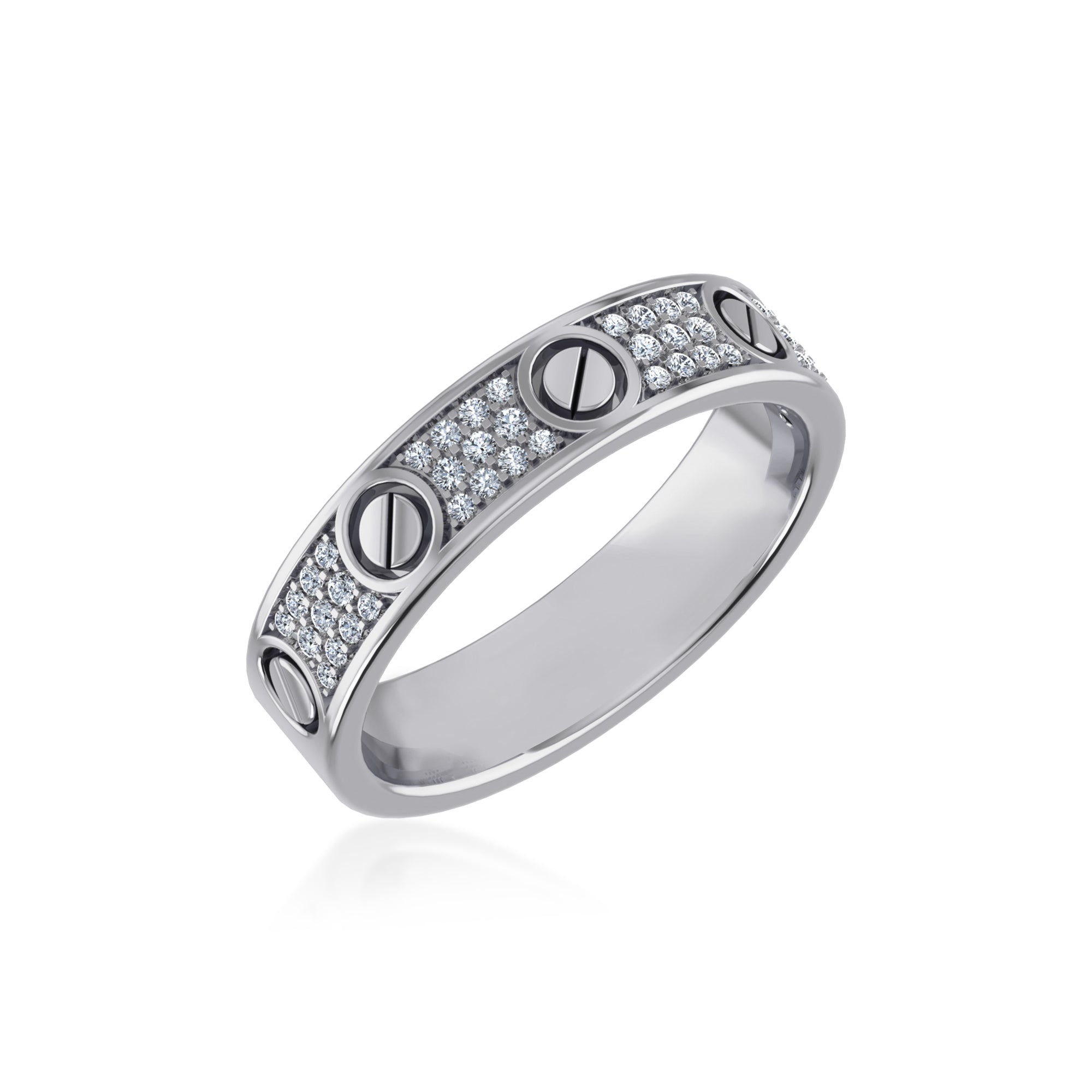 Slim Screw Motif Lab-Grown Diamond Band Ring 8