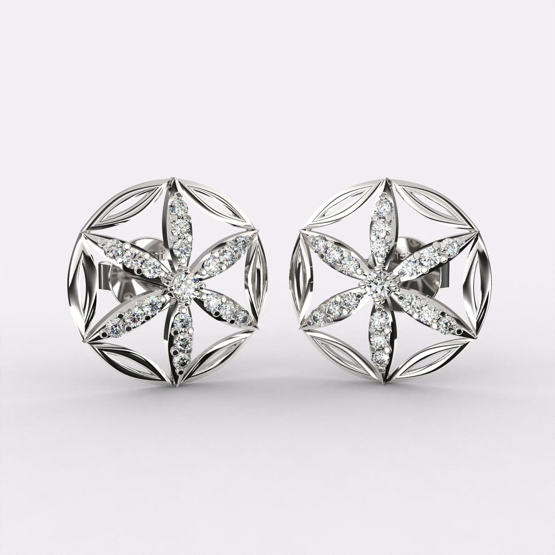 Snowflakes Diamond Earrings In 925 Silver