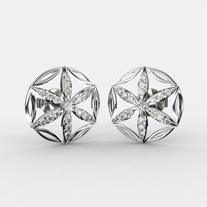 Snowflakes Diamond Earrings In 925 Silver