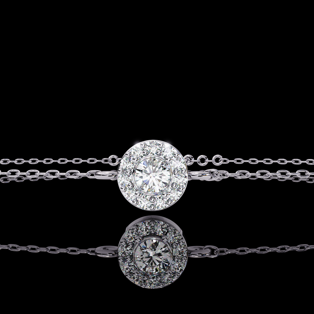 Solitaire Halo Diamond Bracelet