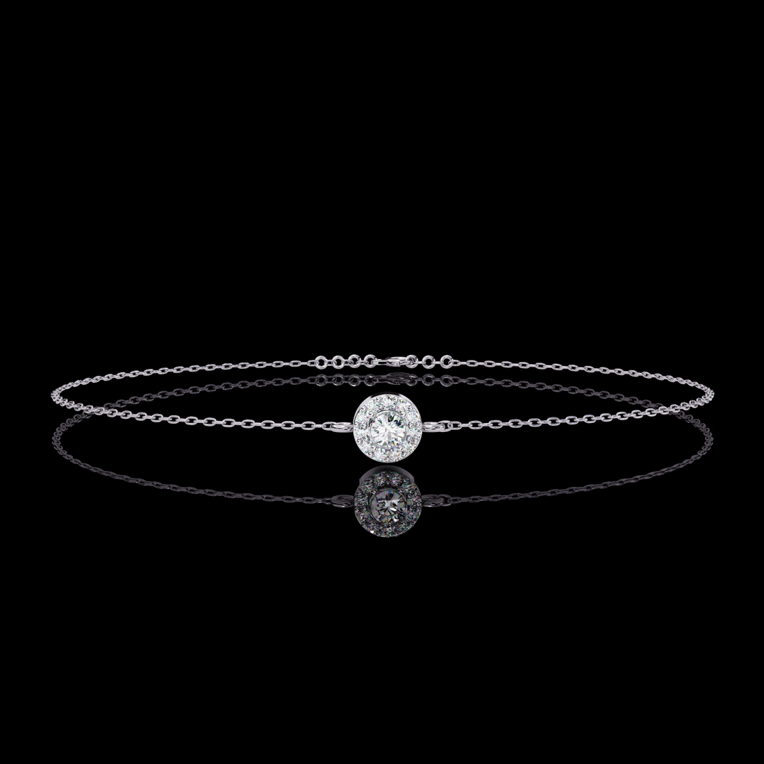 Solitaire Halo Diamond Bracelet
