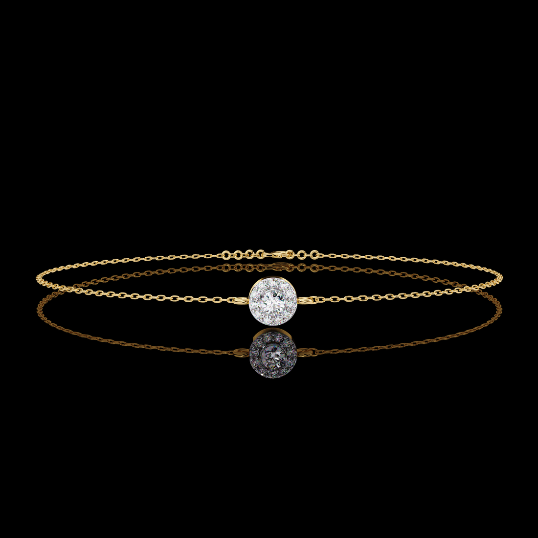 Solitaire Halo Diamond Bracelet