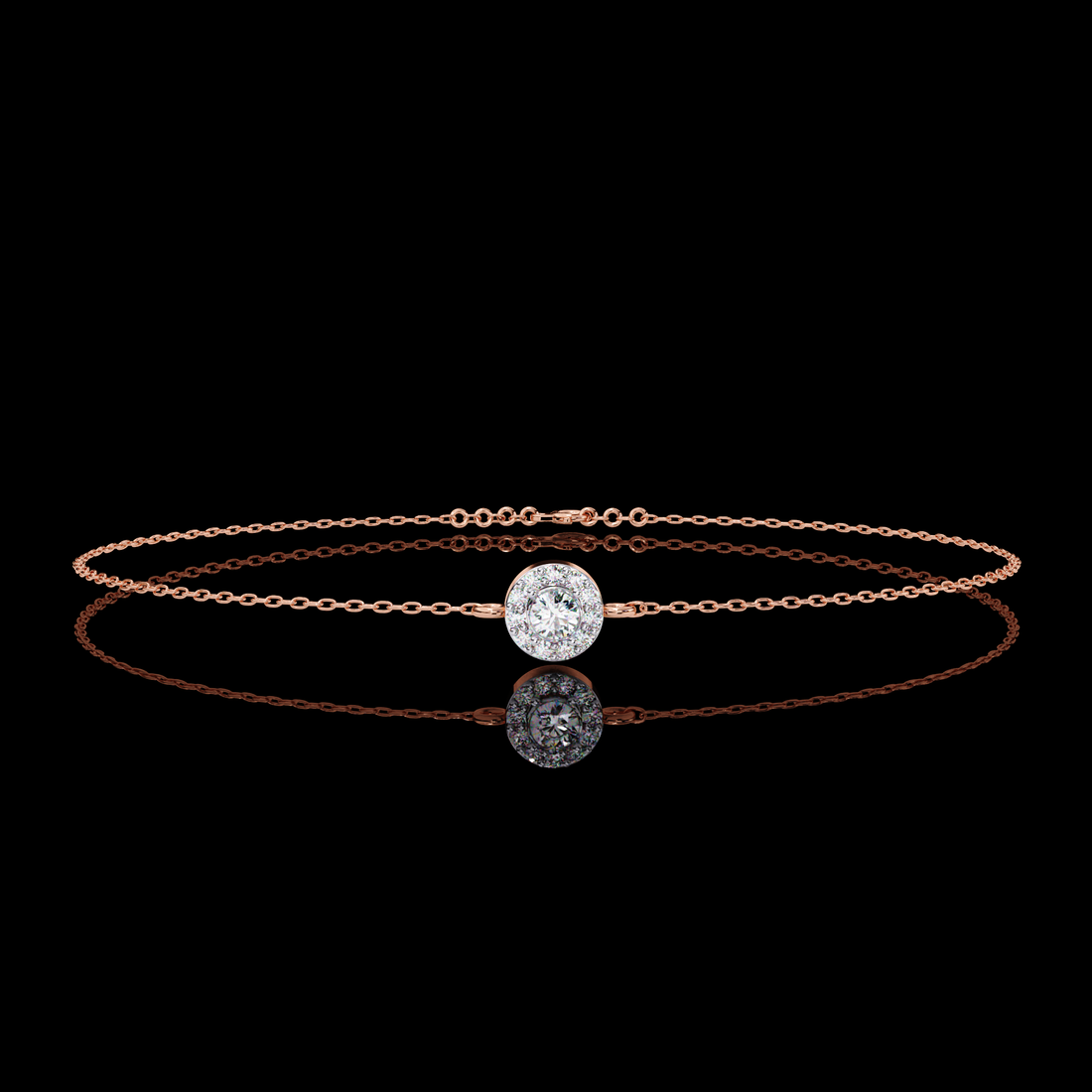 Solitaire Halo Diamond Bracelet