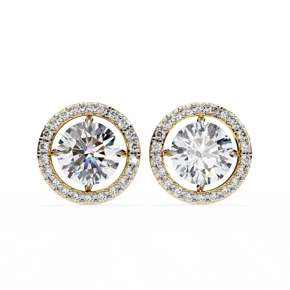 Solitaire Halo Lab Grown Diamond Earrings