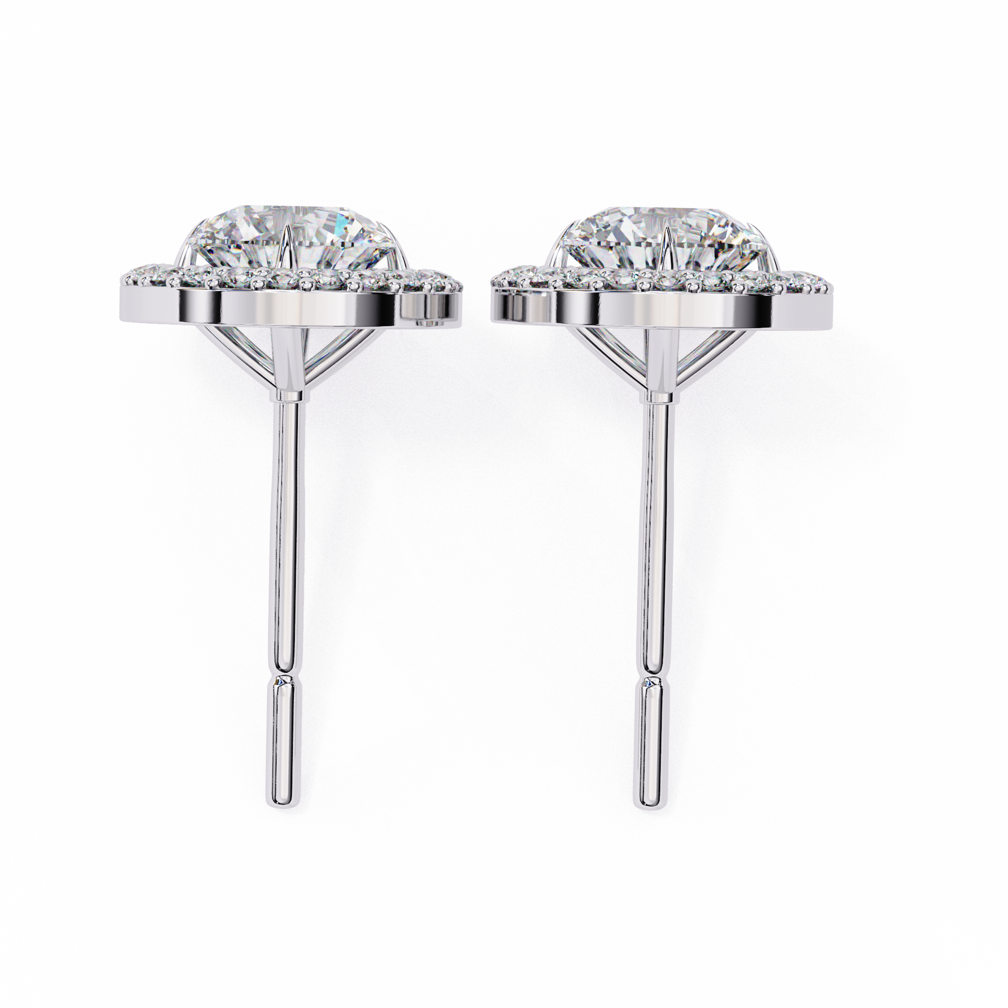 Solitaire Halo Lab Grown Diamond Earrings