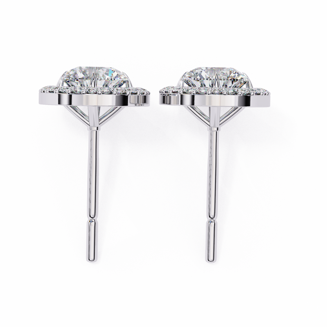 Solitaire Halo Lab Grown Diamond Earrings