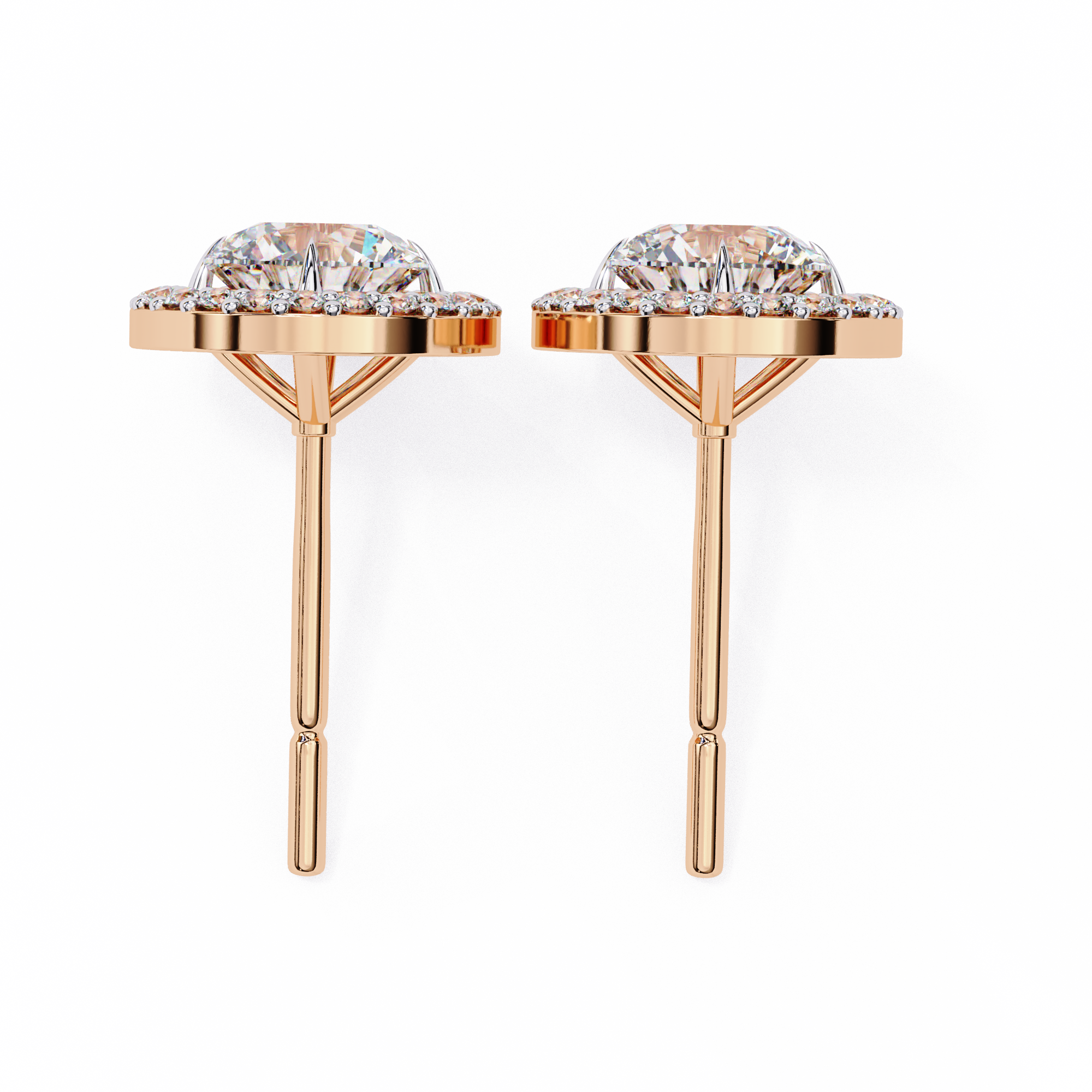 Solitaire Halo Lab Grown Diamond Earrings