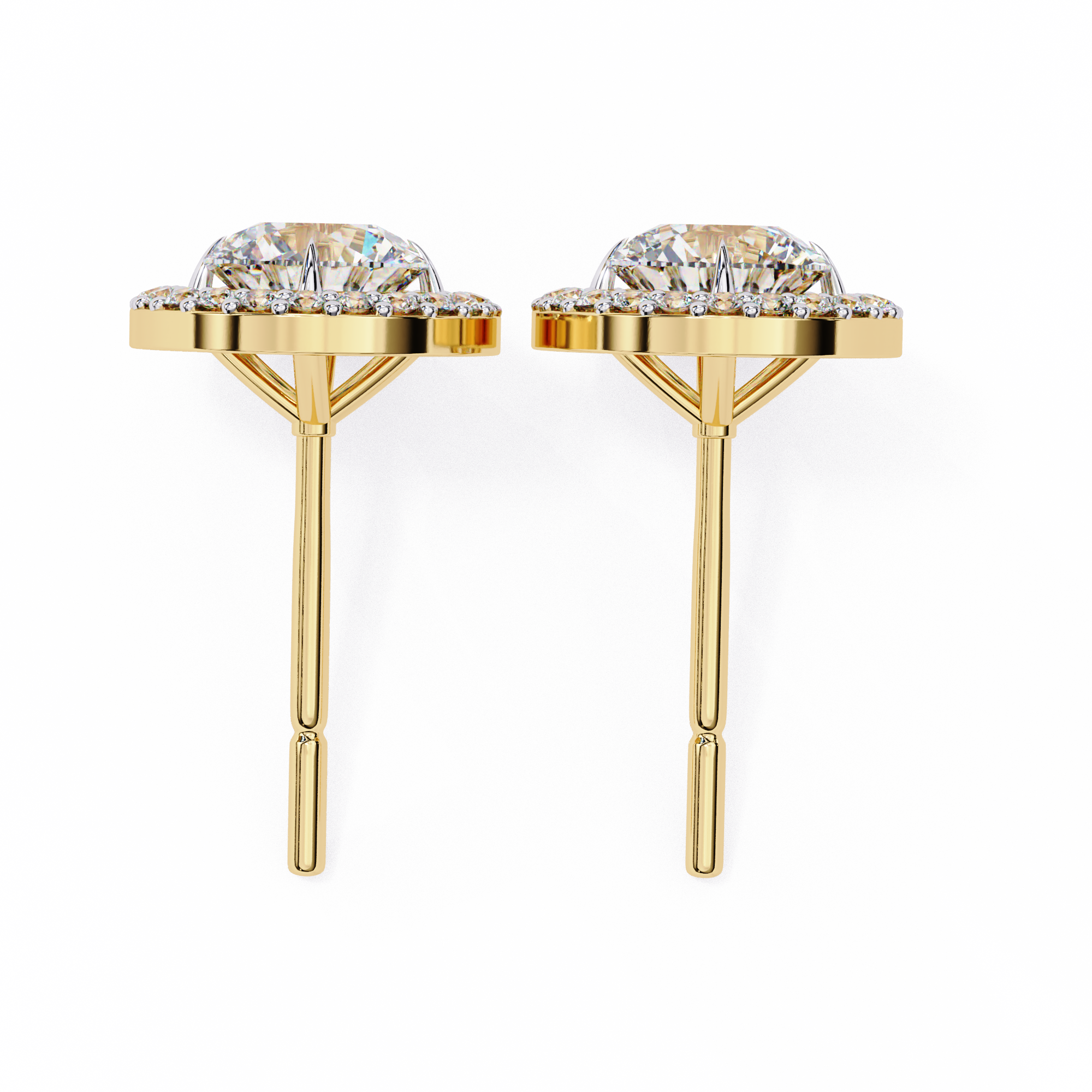 Solitaire Halo Lab Grown Diamond Earrings