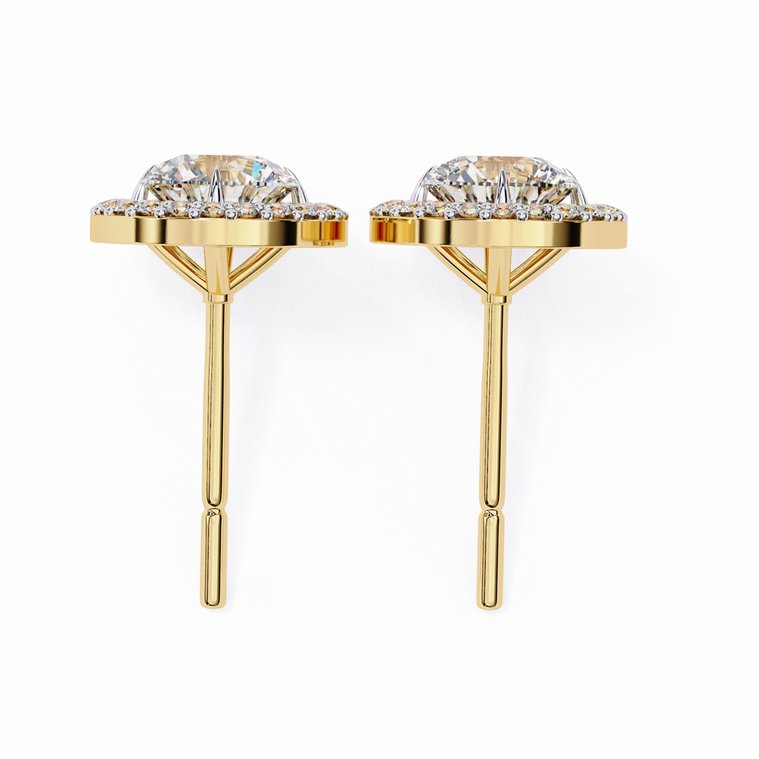 Solitaire Halo Lab Grown Diamond Earrings