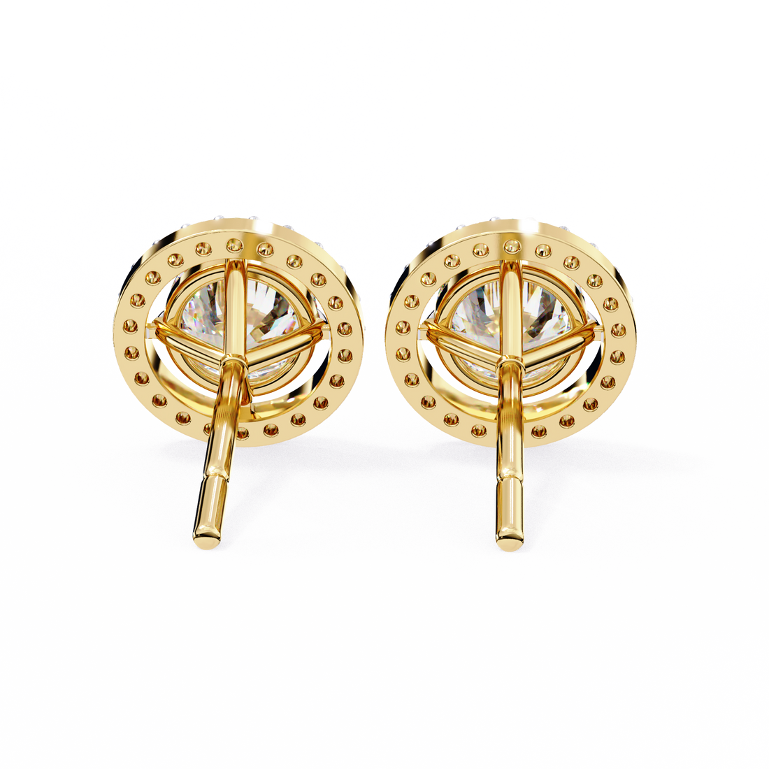 Solitaire Halo Lab Grown Diamond Earrings