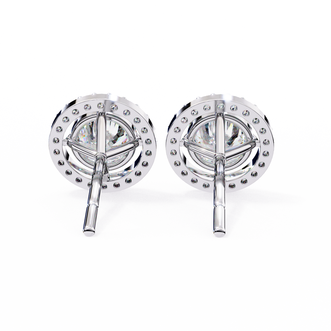 Solitaire Halo Lab Grown Diamond Earrings