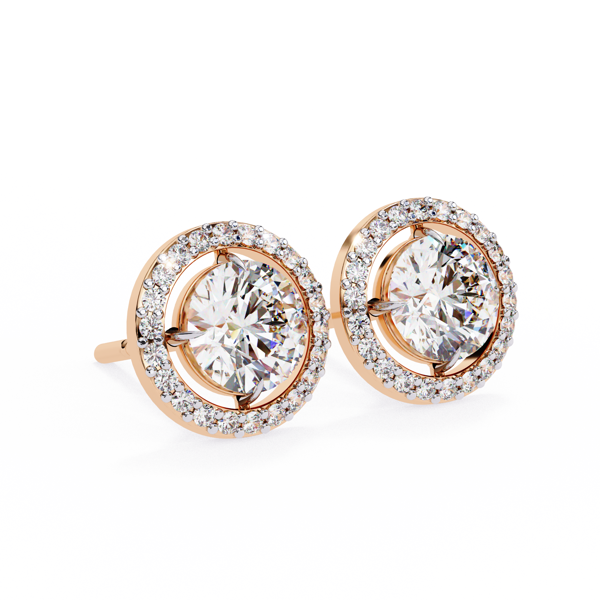Solitaire Halo Lab Grown Diamond Earrings