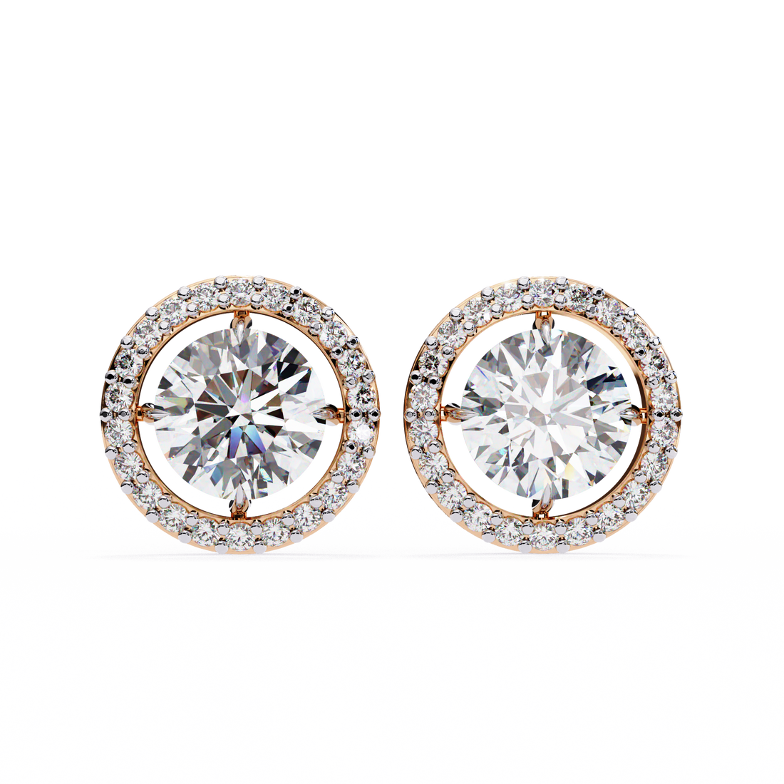 Solitaire Halo Lab Grown Diamond Earrings