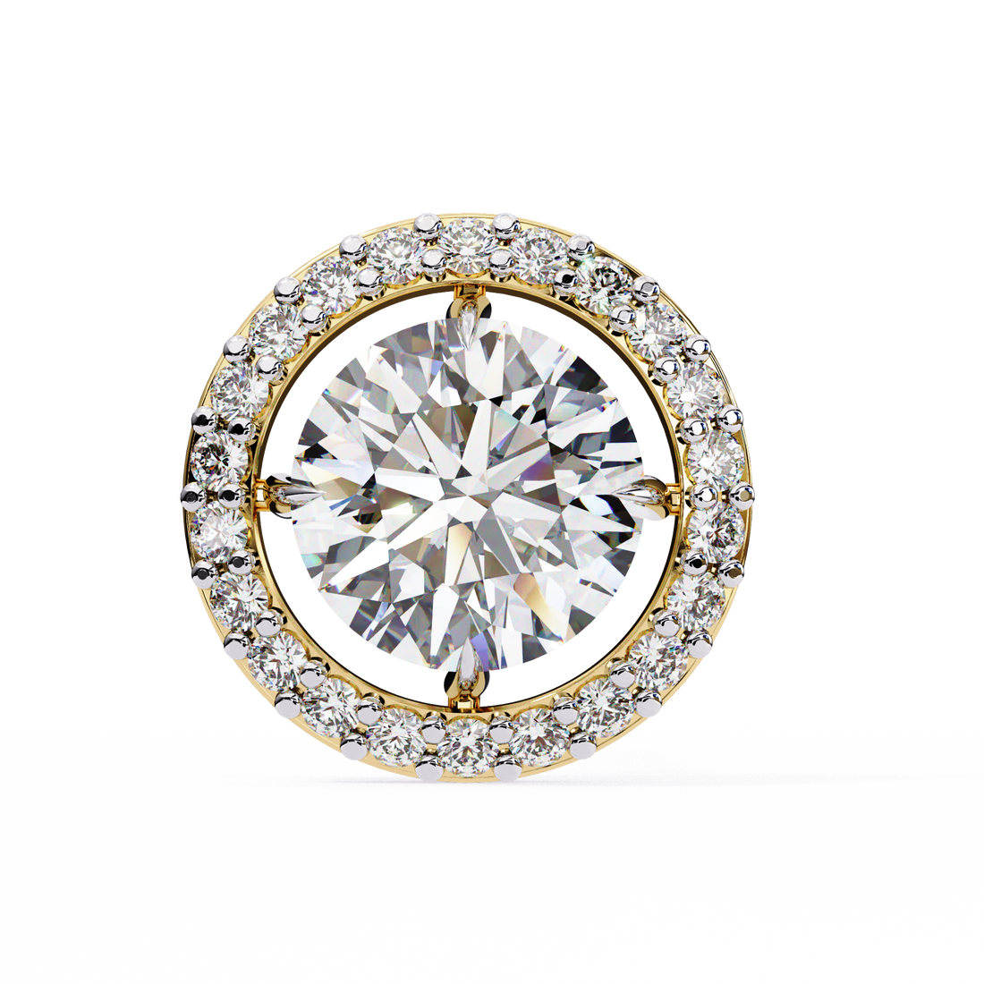 Solitaire Halo Lab Grown Diamond Earrings