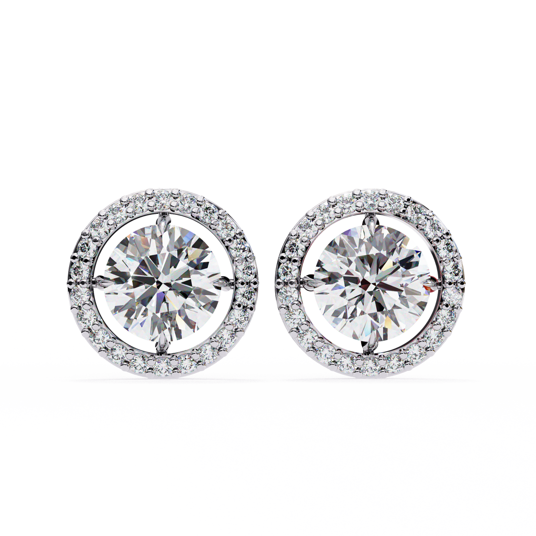 Solitaire Halo Lab Grown Diamond Earrings