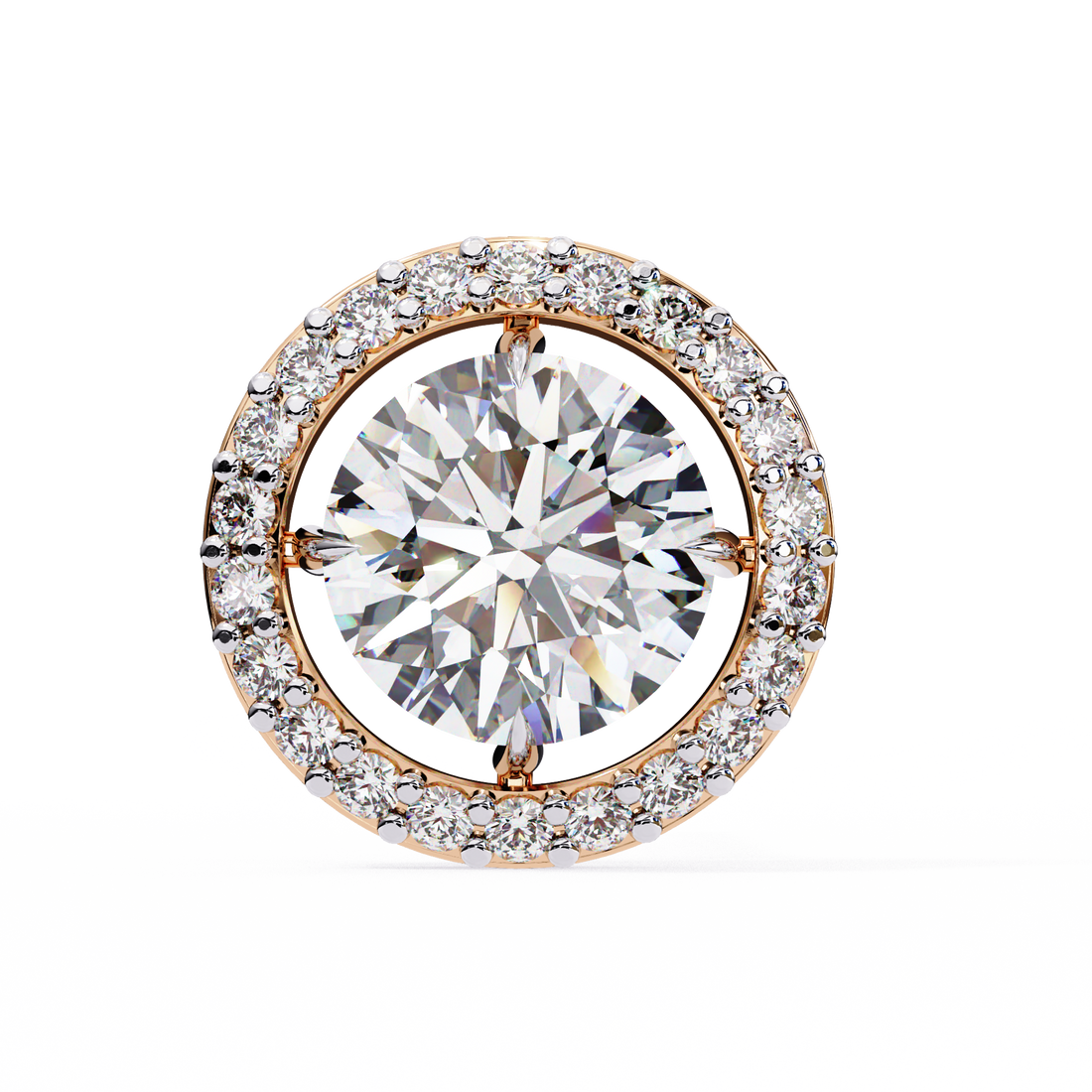 Solitaire Halo Lab Grown Diamond Earrings