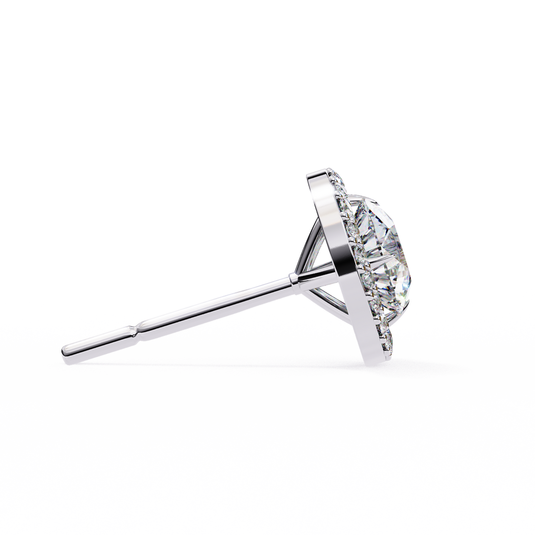 Solitaire Halo Lab Grown Diamond Earrings
