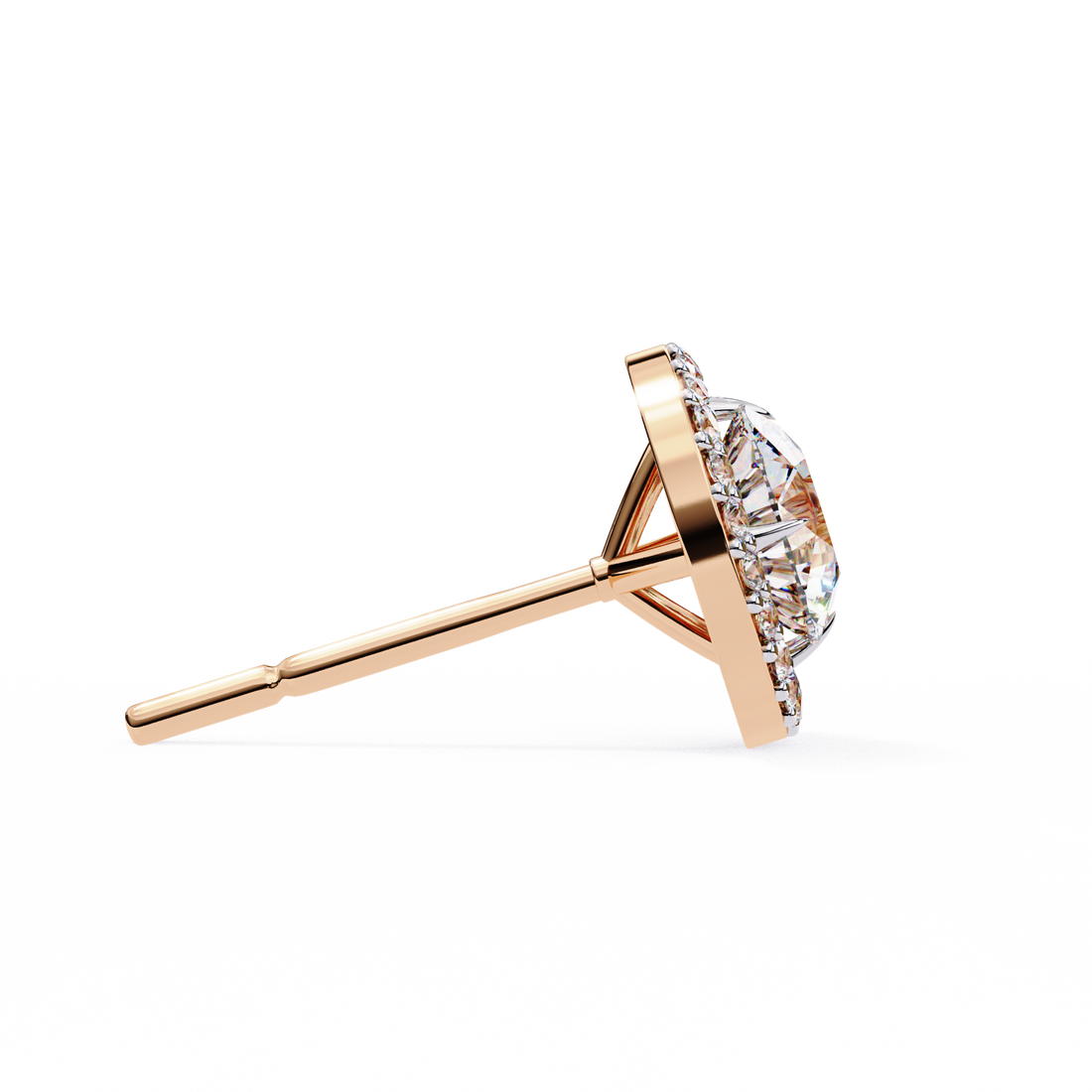 Solitaire Halo Lab Grown Diamond Earrings