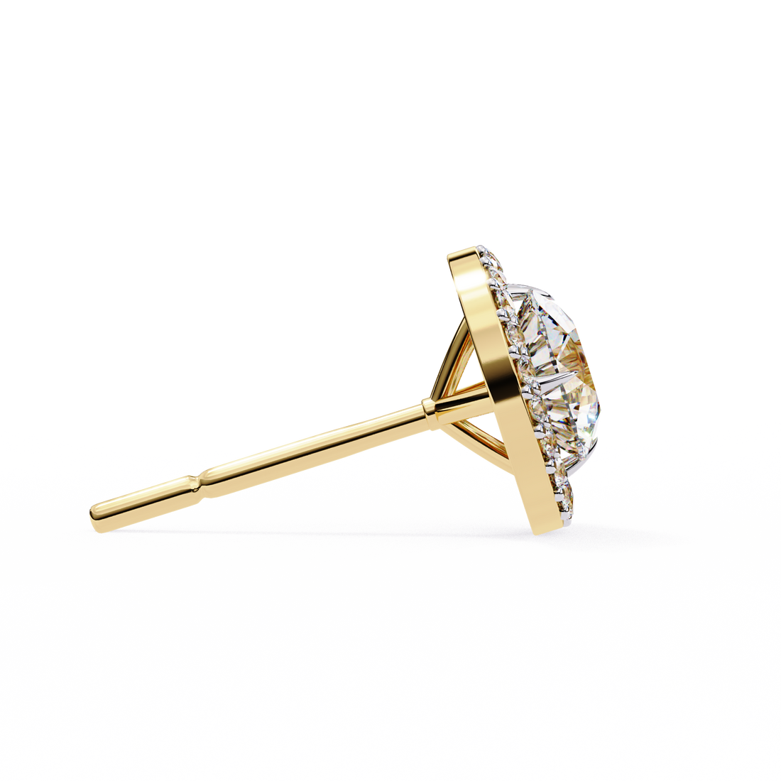 Solitaire Halo Lab Grown Diamond Earrings