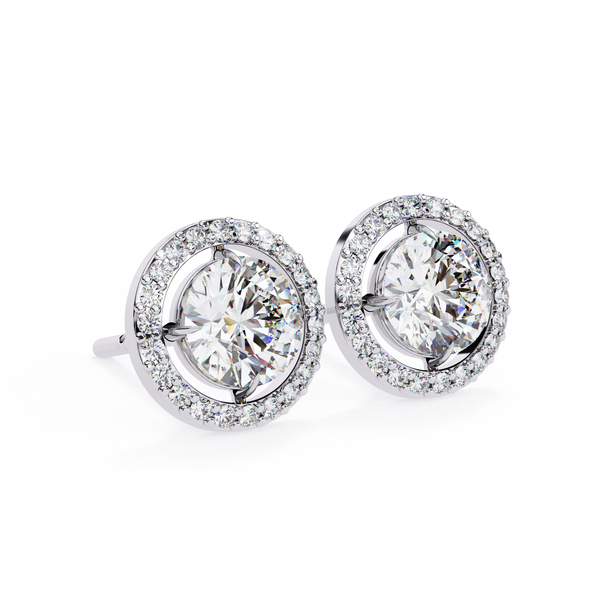 Solitaire Halo Lab Grown Diamond Earrings