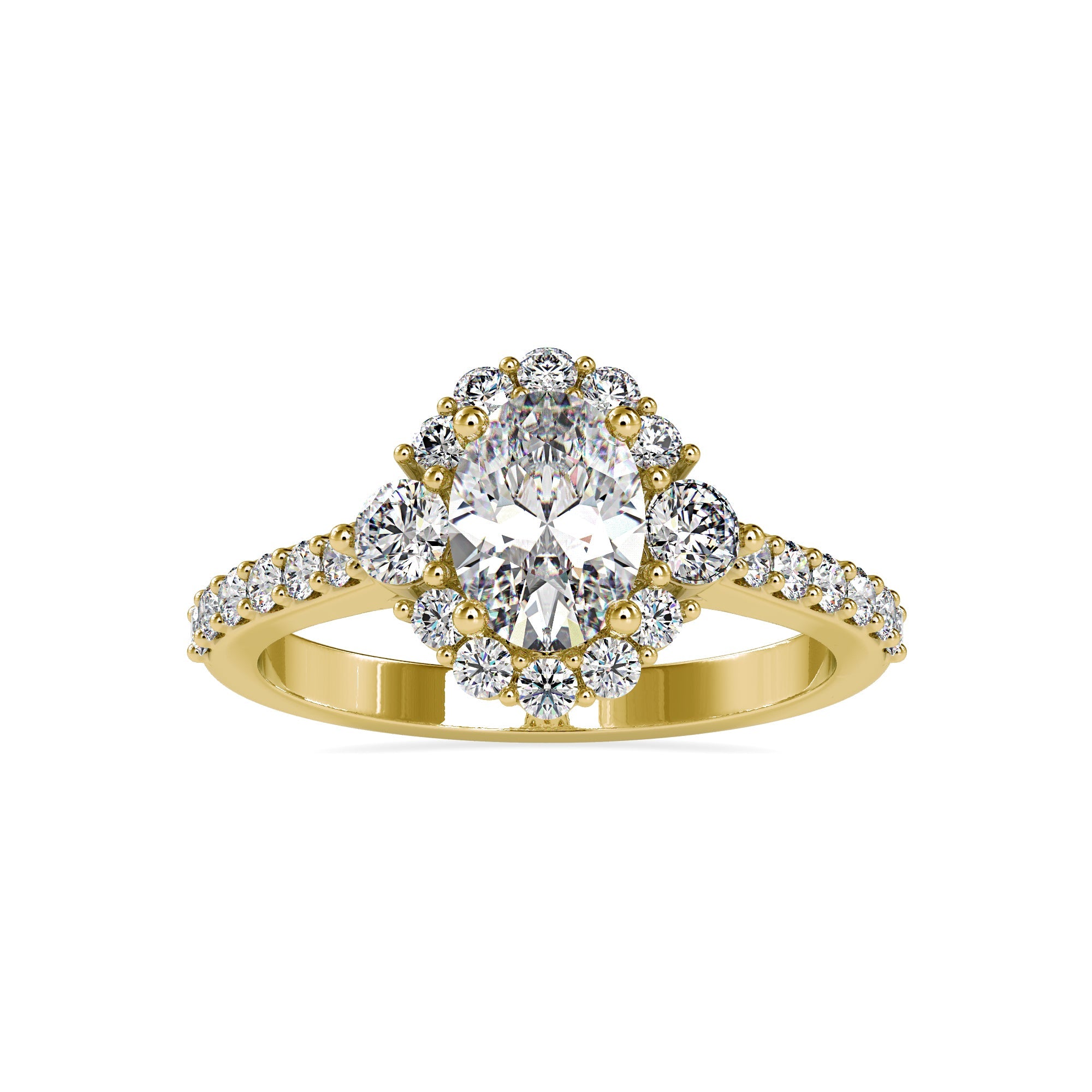 Solitaire Halo Ring with Oval Lab Diamond