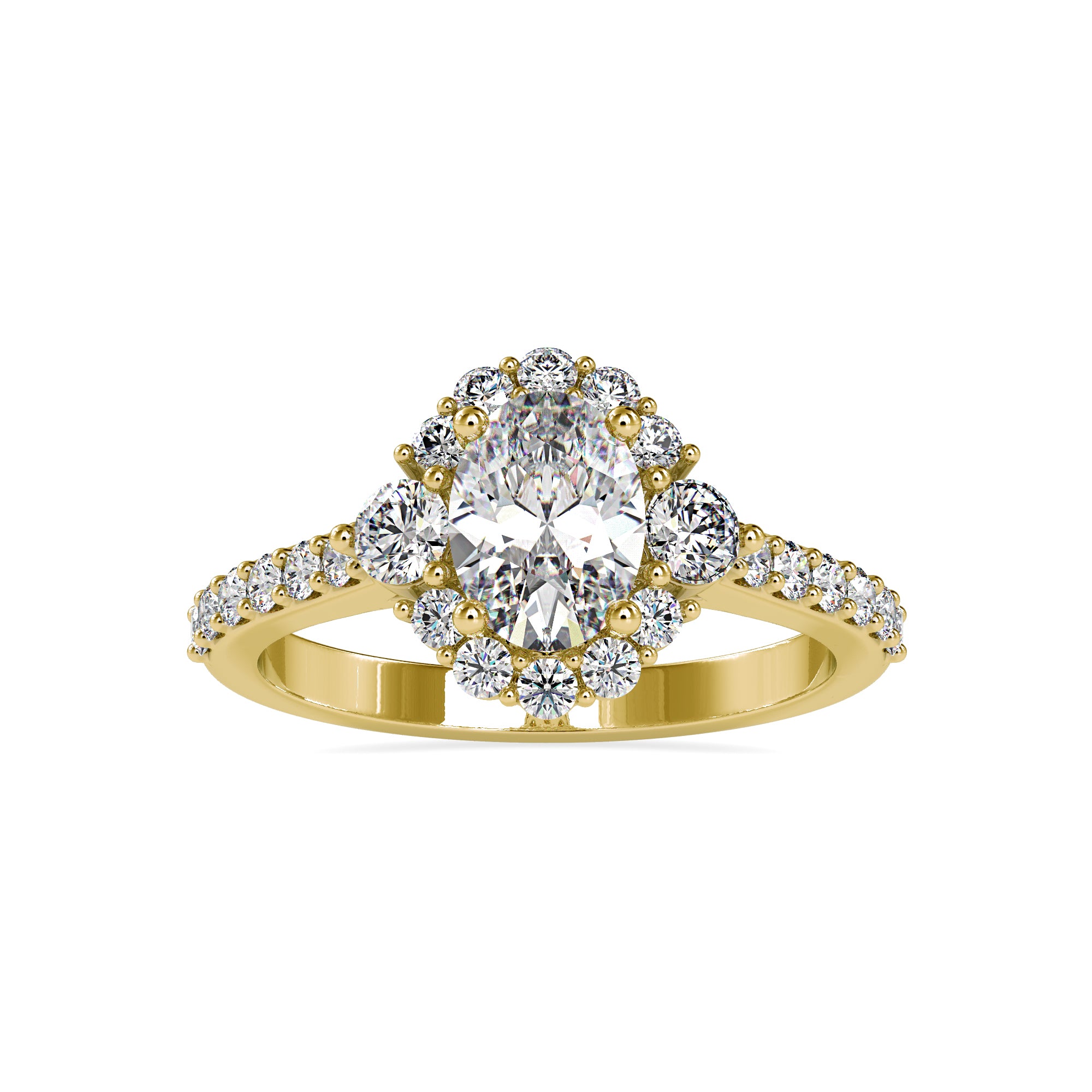 Solitaire Halo Ring with Oval Lab Diamond 2