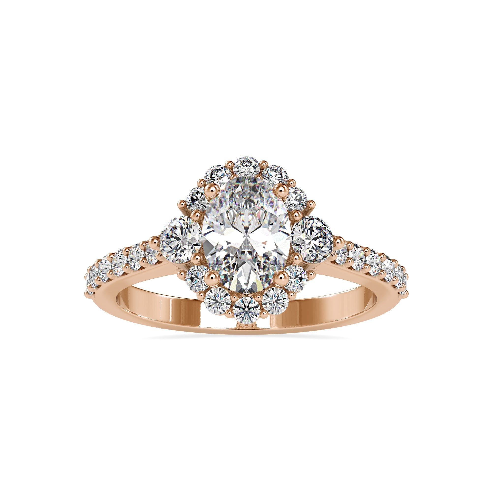 Solitaire Halo Ring with Oval Lab Diamond 4