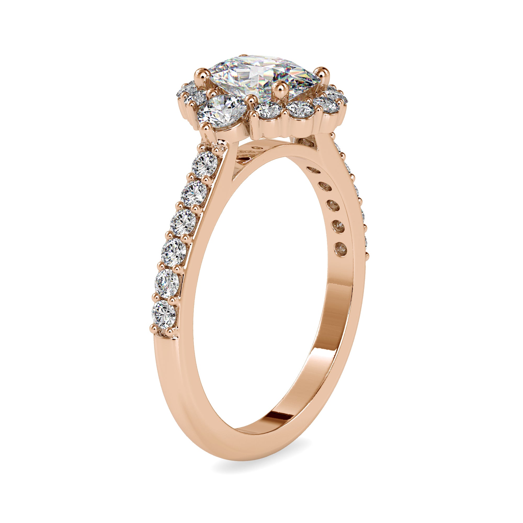 Solitaire Halo Ring with Oval Lab Diamond 5