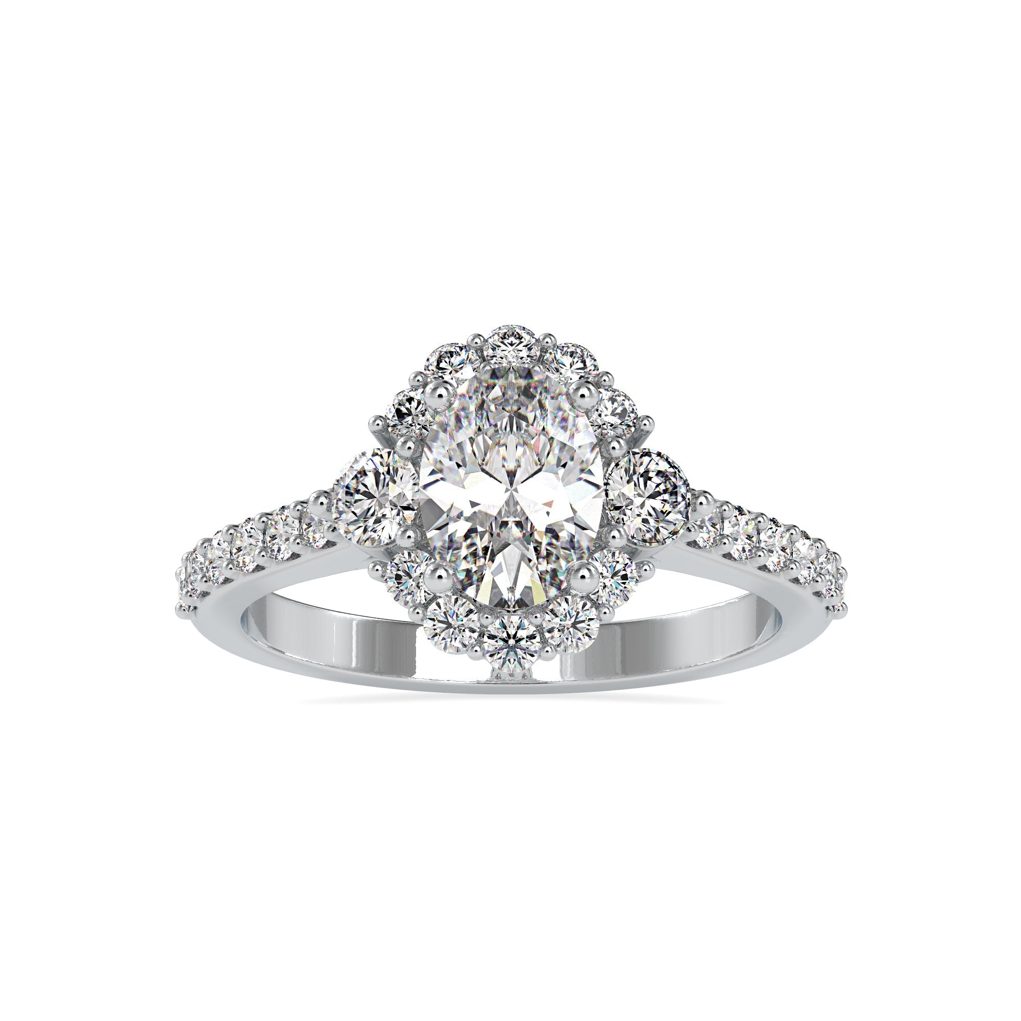 Solitaire Halo Ring with Oval Lab Diamond 6