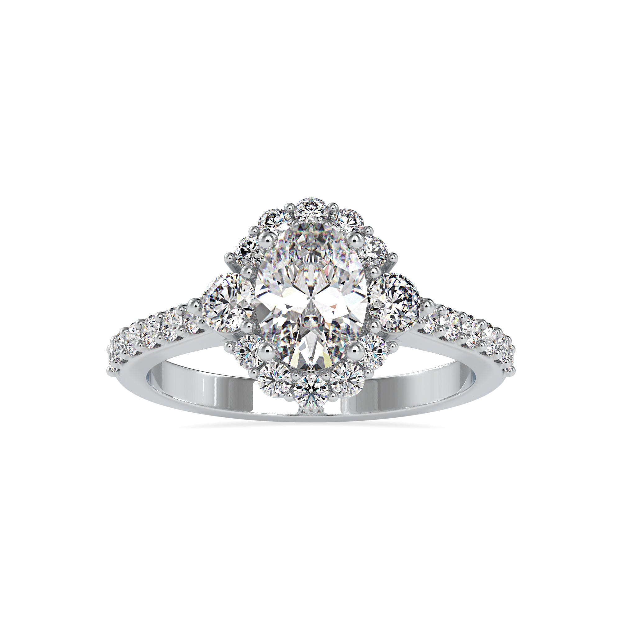 Solitaire Halo Ring with Oval Lab Diamond 7