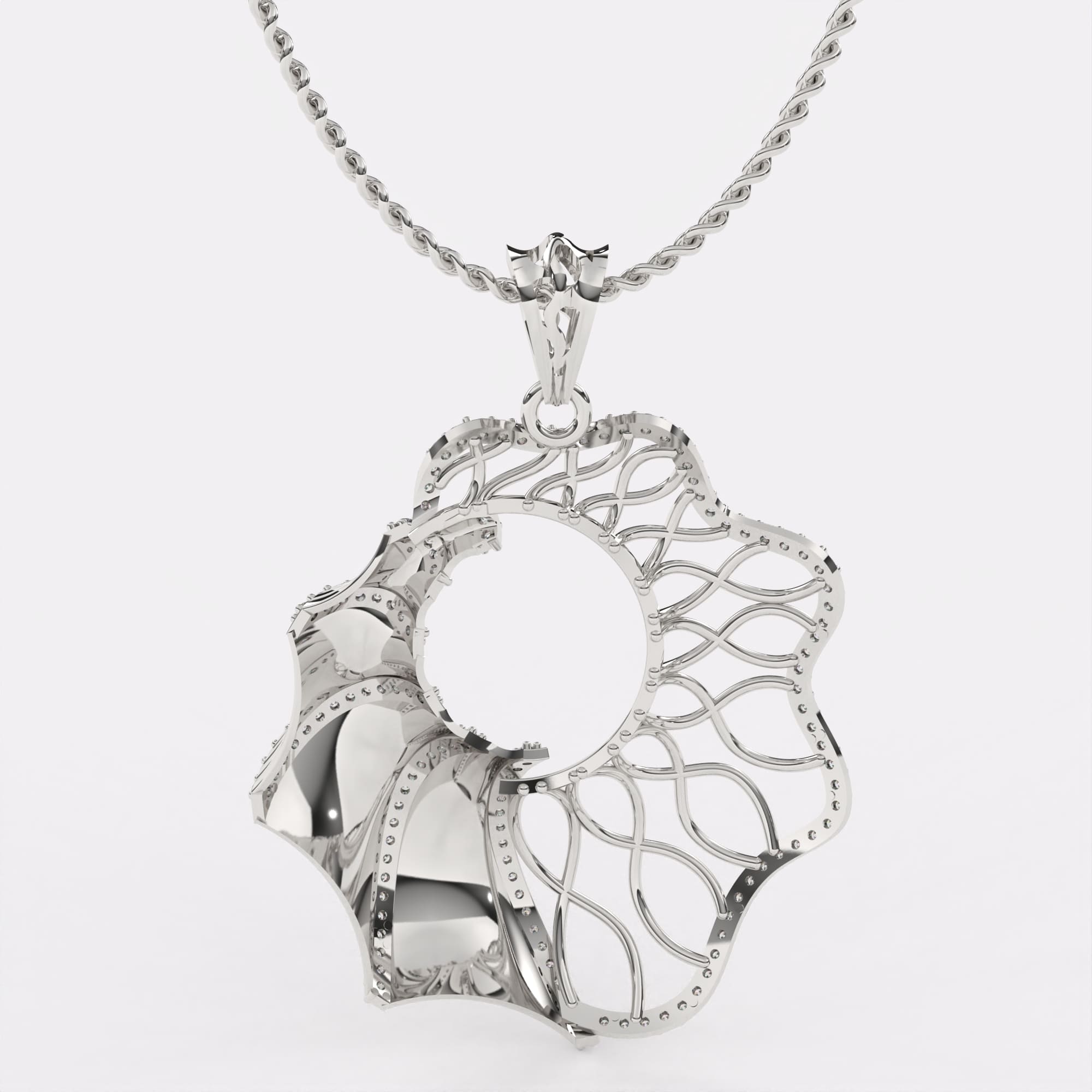 Sparkle Starburst Diamond Pendant In 925 Silver