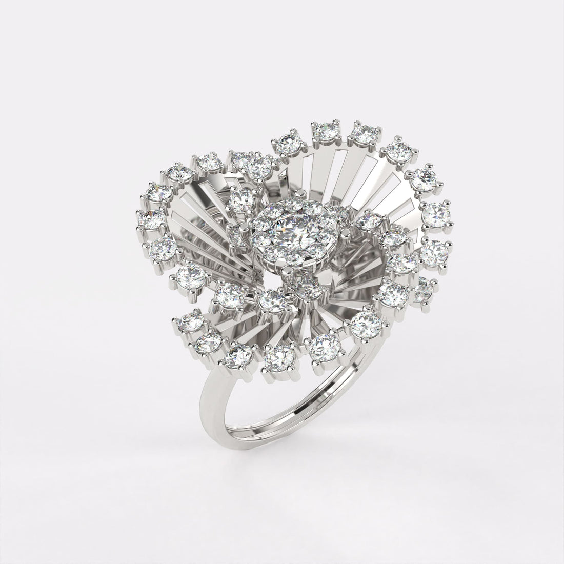Sparkling Diamond Cocktail Ring in 925 Silver