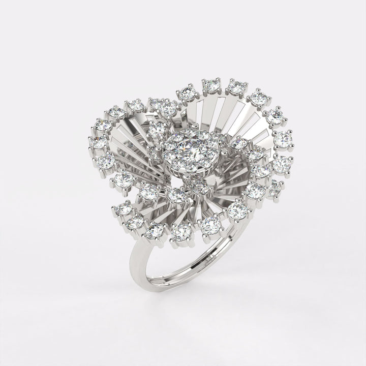 Sparkling Diamond Cocktail Ring in 925 Silver