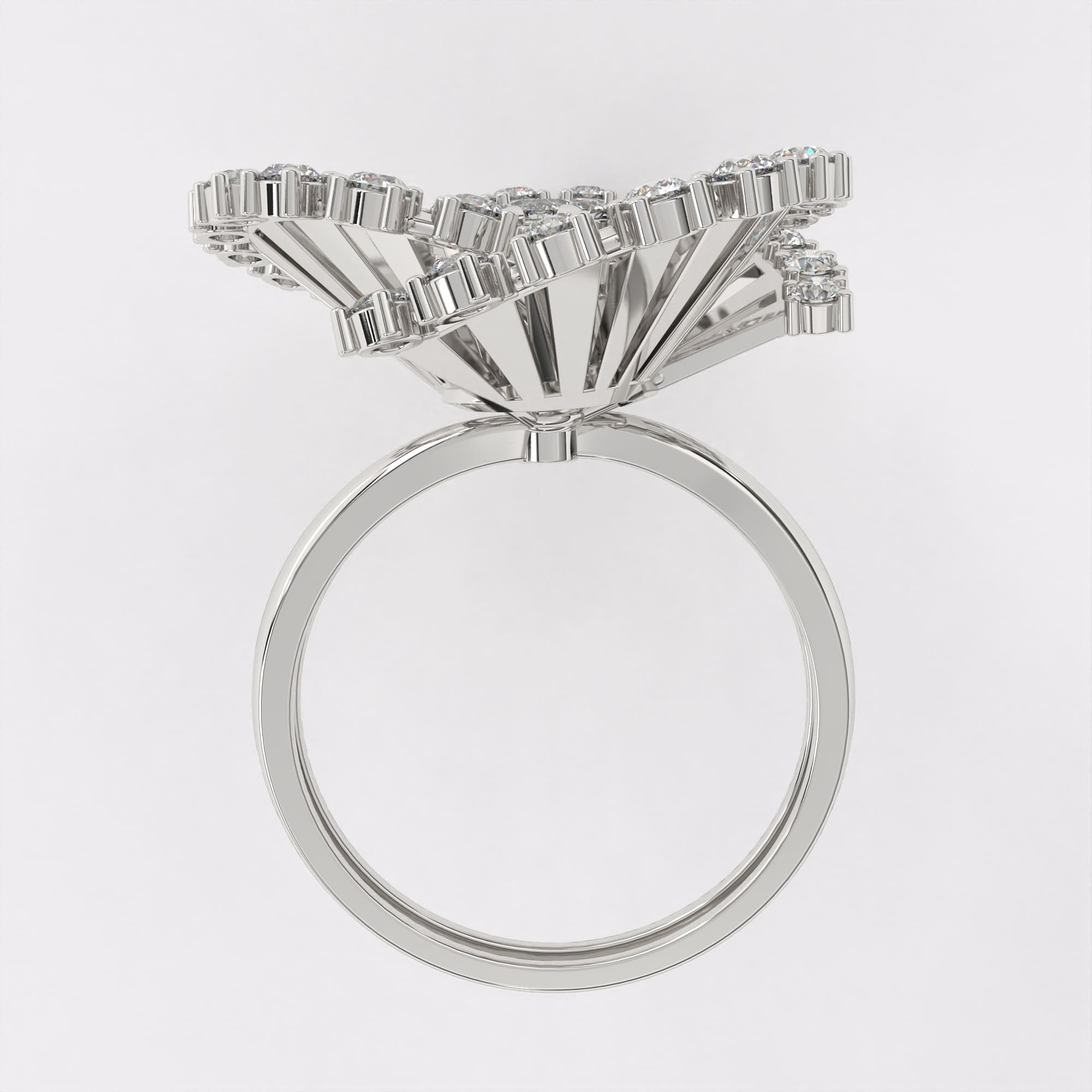 Sparkling Diamond Cocktail Ring in 925 Silver