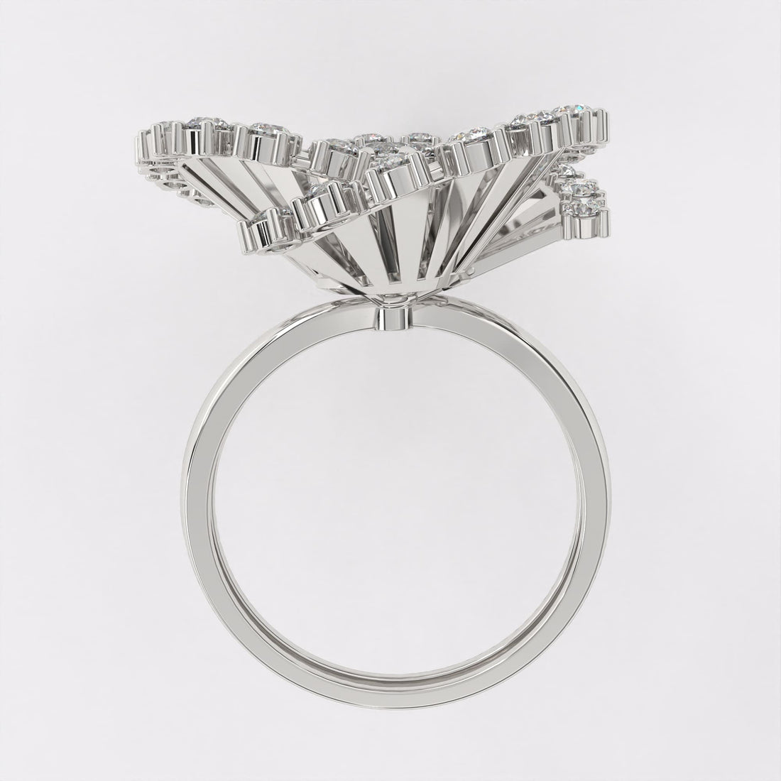 Sparkling Diamond Cocktail Ring in 925 Silver
