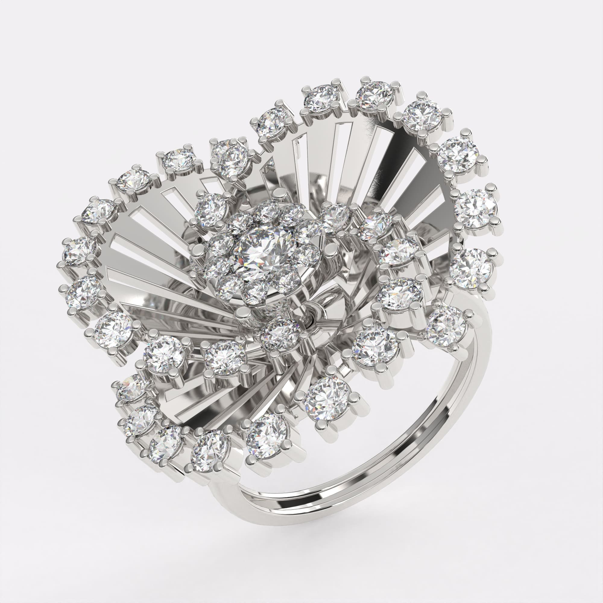 Sparkling Diamond Cocktail Ring in 925 Silver