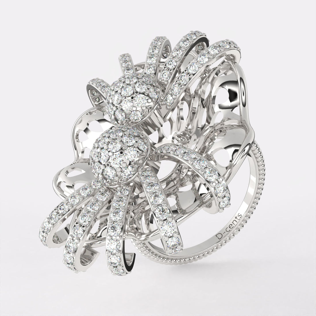 Sparkling Gold Diamond Ring in 925 Silver