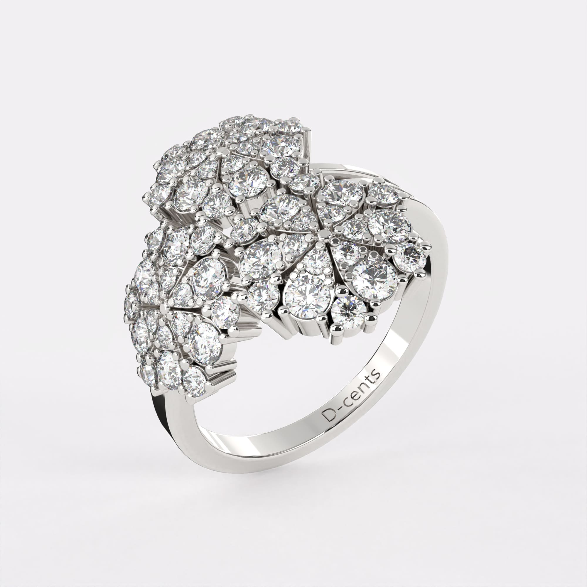 Sparkling Snowflake Diamond Ring In 925 Silver
