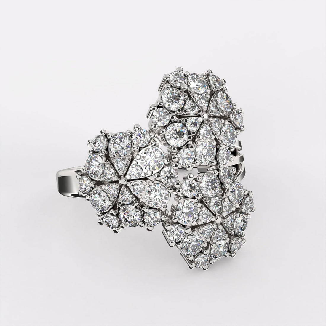 Sparkling Snowflake Diamond Ring In 925 Silver