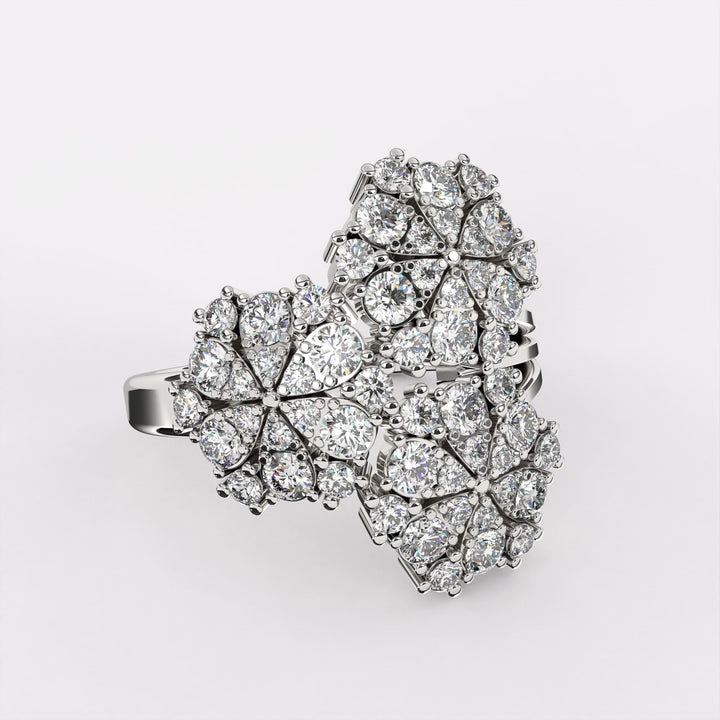 Sparkling Snowflake Diamond Ring In 925 Silver