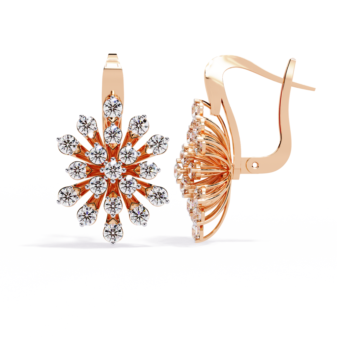 Sparkling Statement Floral Burst Lab Grown Diamond Earrings