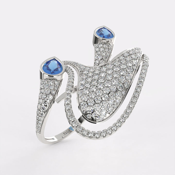 Sparkling Wing Diamond Ring in 925 Silver