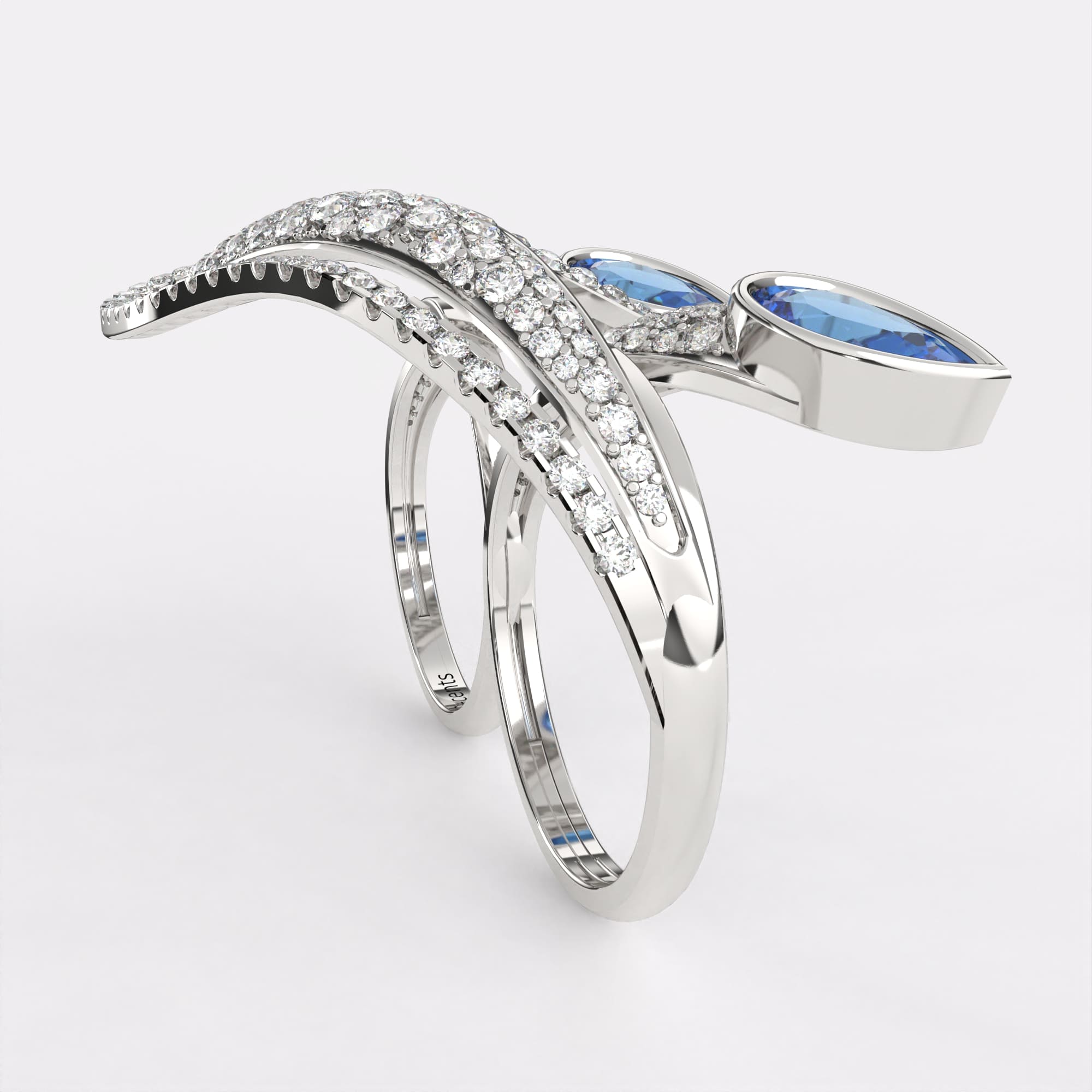 Sparkling Wing Diamond Ring in 925 Silver
