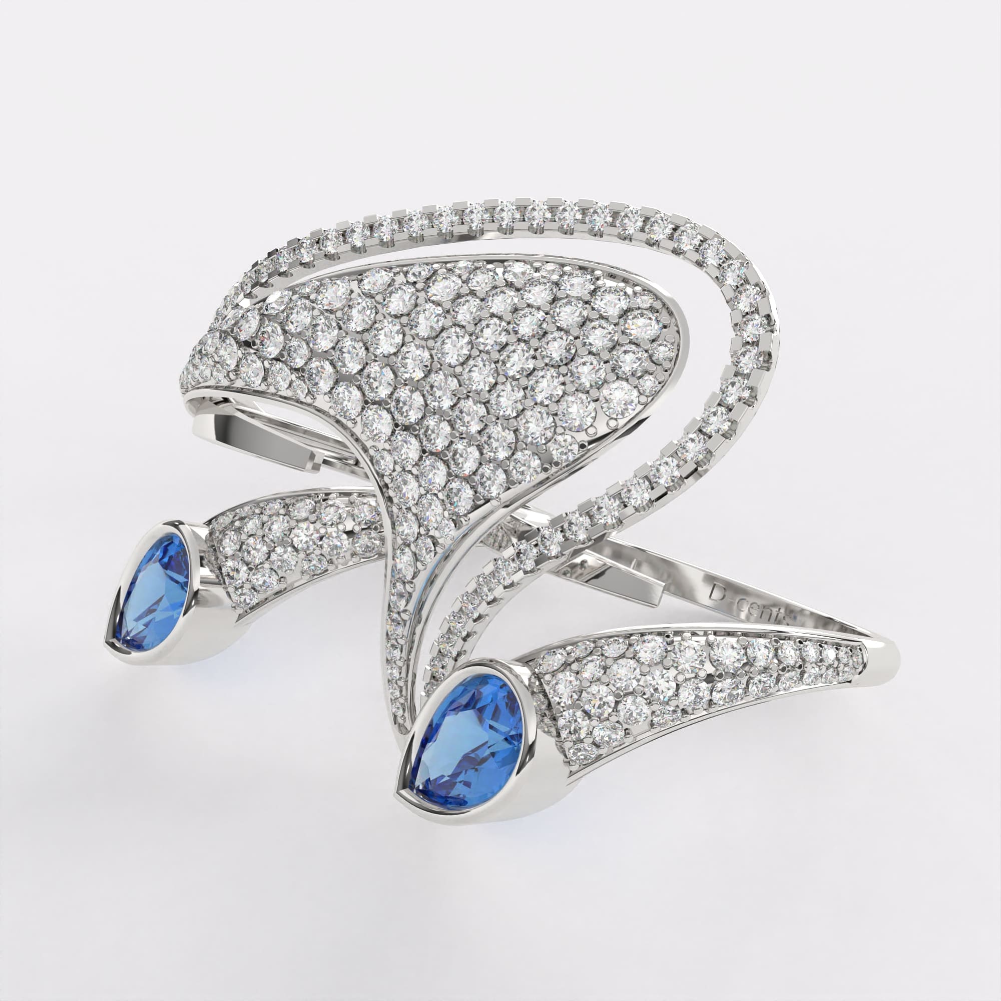 Sparkling Wing Diamond Ring in 925 Silver