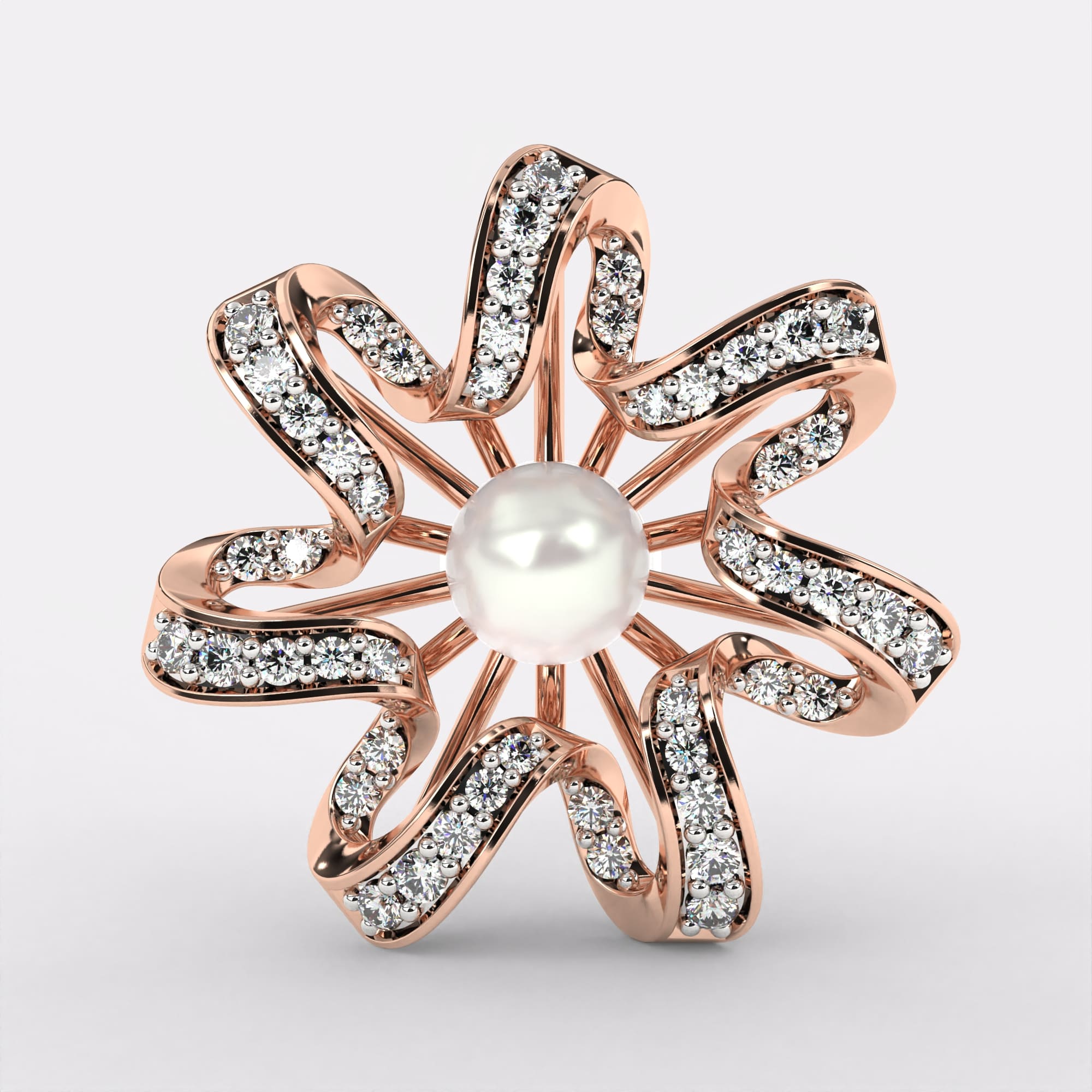 Spiral pearl Diamond Earrings