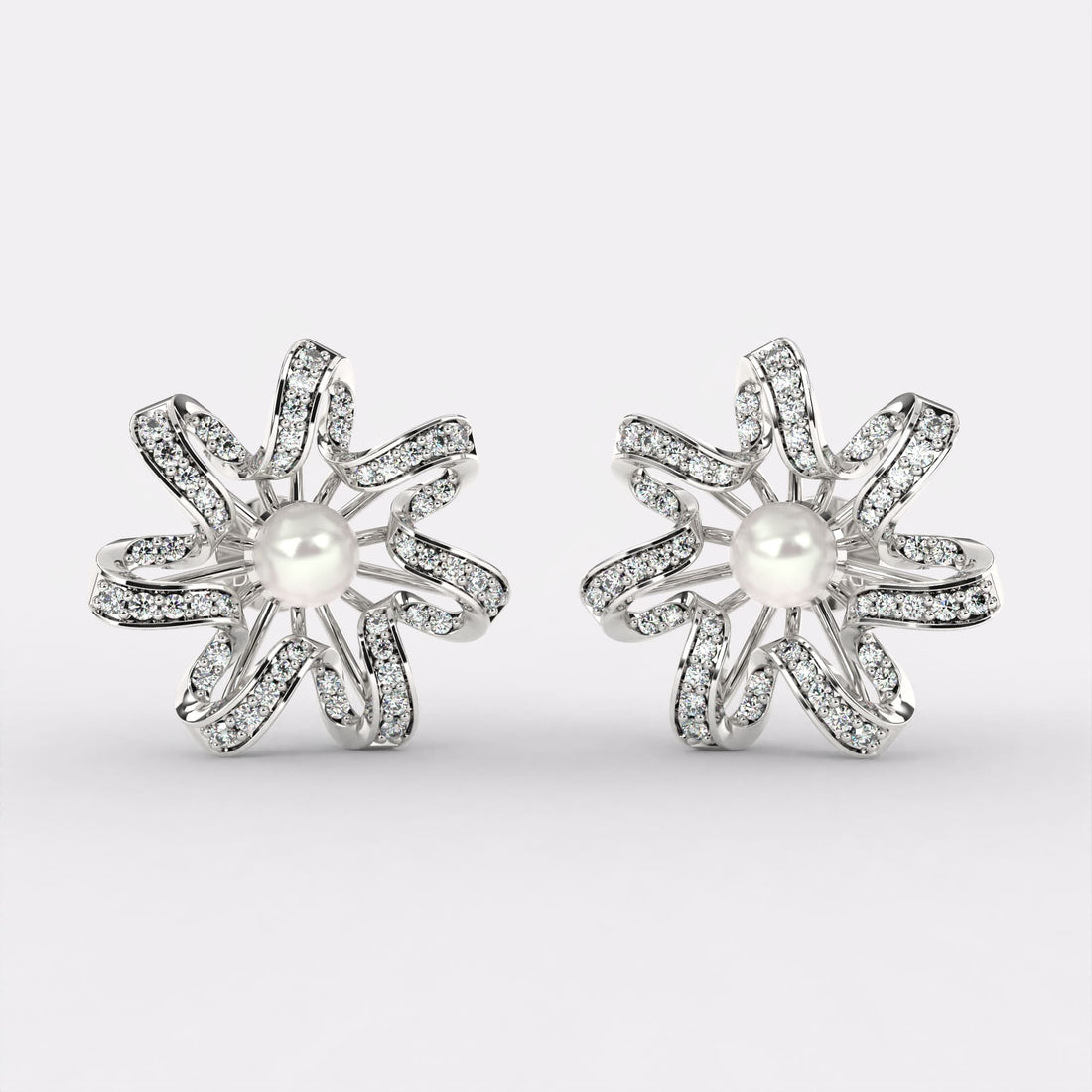 Spiral pearl Earrings in 925 Silver