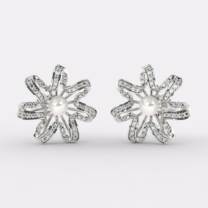 Spiral pearl Earrings in 925 Silver